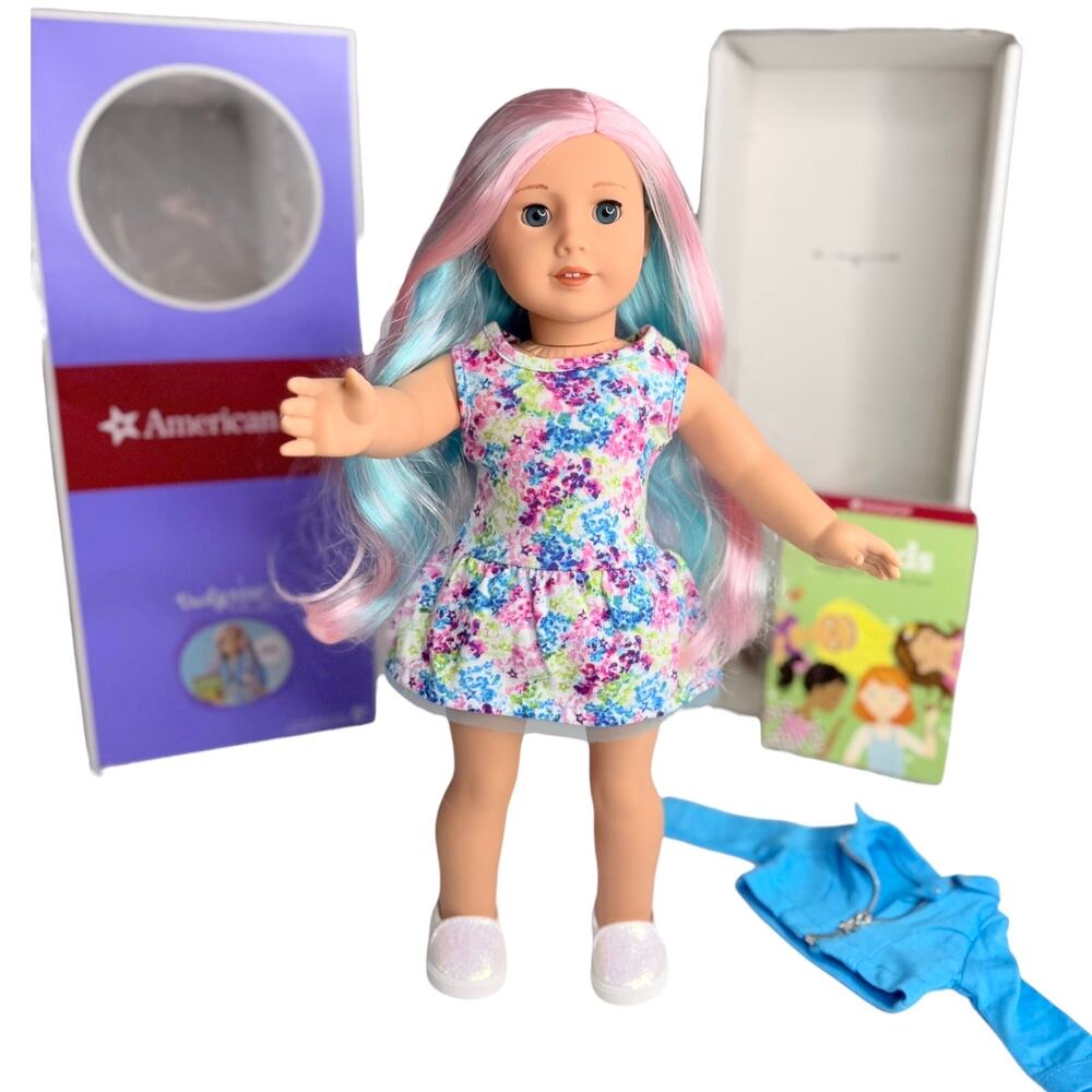 American Girl Doll 88 Cotton Candy Pink Hair Dress Jacket Panties Shoes Book Box